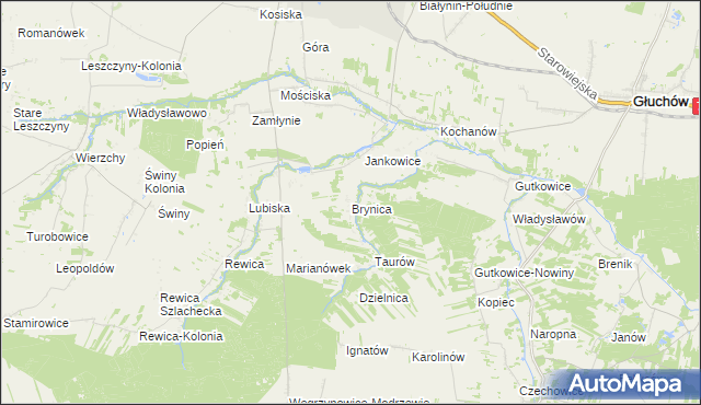 mapa Brynica gmina Jeżów, Brynica gmina Jeżów na mapie Targeo