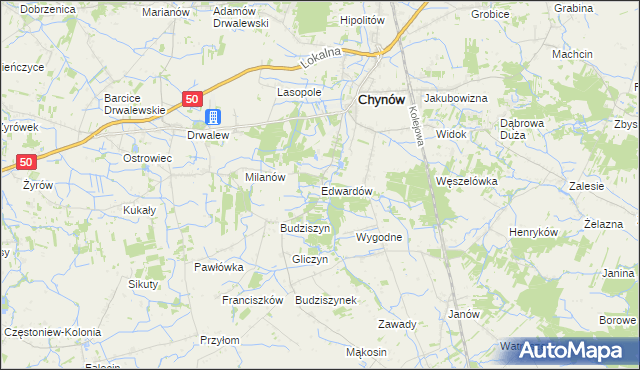 mapa Edwardów gmina Chynów, Edwardów gmina Chynów na mapie Targeo