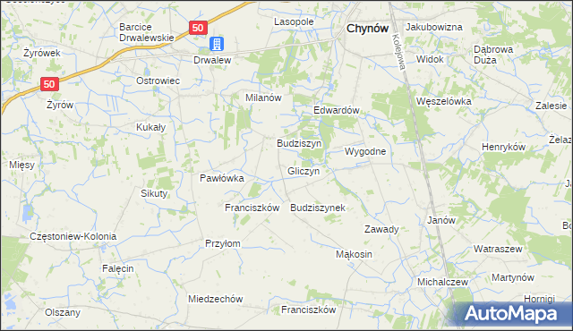 mapa Gliczyn, Gliczyn na mapie Targeo
