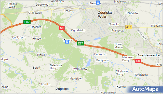 mapa Holendry gmina Zapolice, Holendry gmina Zapolice na mapie Targeo