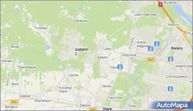 mapa Izabelin powiat warszawski zachodni, Izabelin powiat warszawski zachodni na mapie Targeo