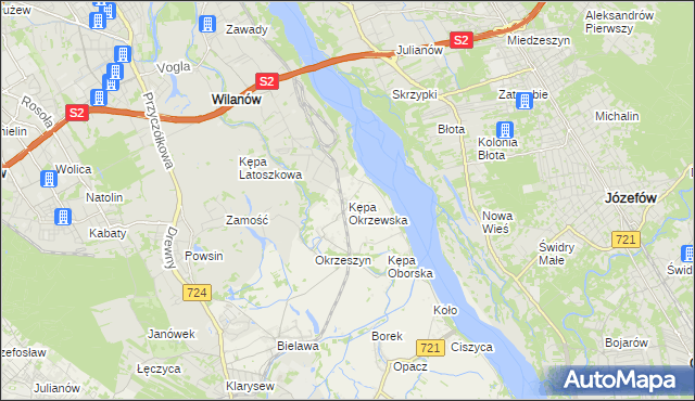 mapa Kępa Okrzewska, Kępa Okrzewska na mapie Targeo