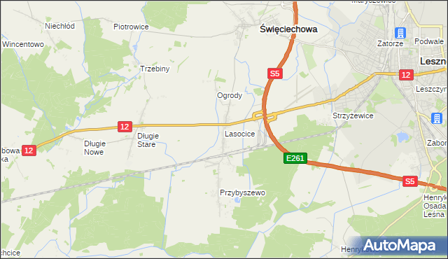 mapa Lasocice gmina Święciechowa, Lasocice gmina Święciechowa na mapie Targeo