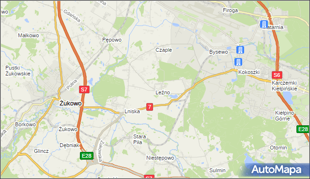 mapa Leźno, Leźno na mapie Targeo