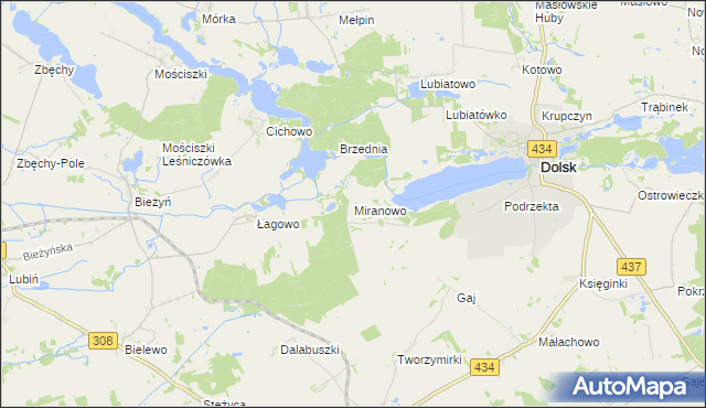 mapa Miranowo, Miranowo na mapie Targeo