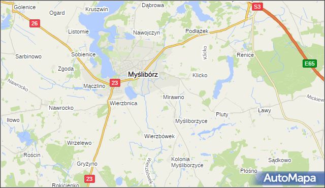 mapa Mirawno, Mirawno na mapie Targeo