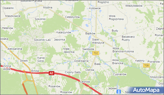 mapa Swoboda gmina Zgierz, Swoboda gmina Zgierz na mapie Targeo