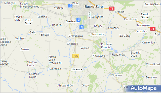 mapa Wolica gmina Busko-Zdrój, Wolica gmina Busko-Zdrój na mapie Targeo