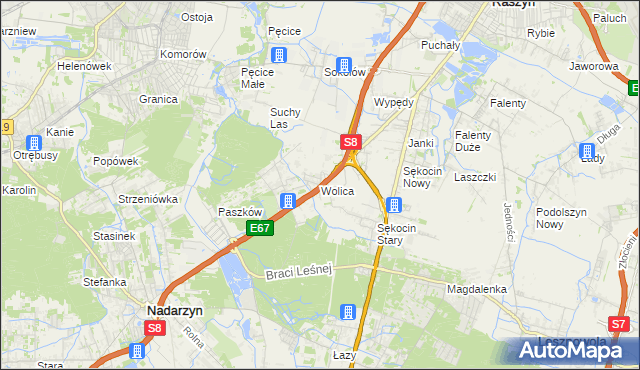 mapa Wolica gmina Nadarzyn, Wolica gmina Nadarzyn na mapie Targeo