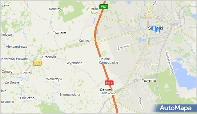 mapa Zielone Kamedulskie, Zielone Kamedulskie na mapie Targeo