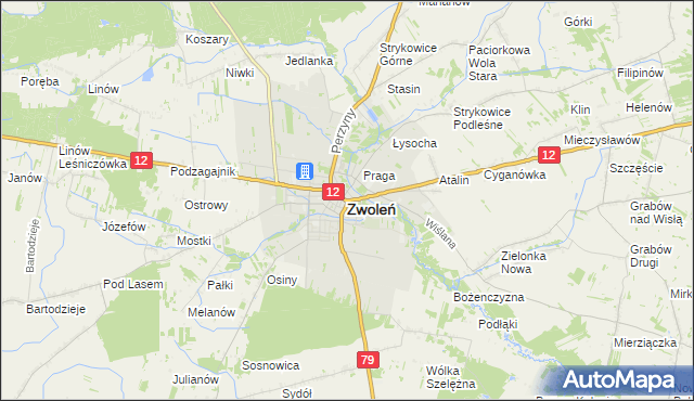 mapa Zwoleń, Zwoleń na mapie Targeo