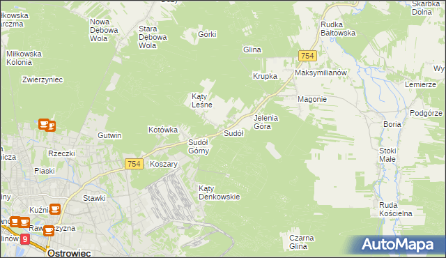 mapa Sudół gmina Bodzechów, Sudół gmina Bodzechów na mapie Targeo