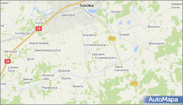 mapa Zaścianki k. Kurowszczyzny, Zaścianki k. Kurowszczyzny na mapie Targeo