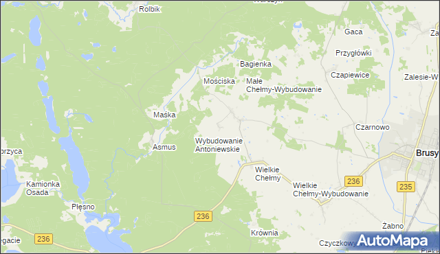 mapa Antoniewo gmina Brusy, Antoniewo gmina Brusy na mapie Targeo