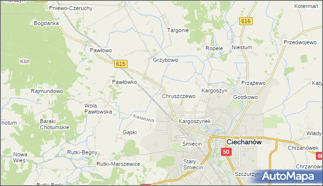 mapa Chruszczewo, Chruszczewo na mapie Targeo