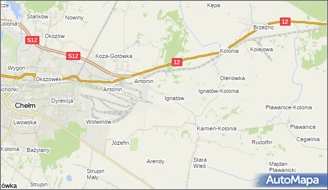 mapa Ignatów gmina Kamień, Ignatów gmina Kamień na mapie Targeo