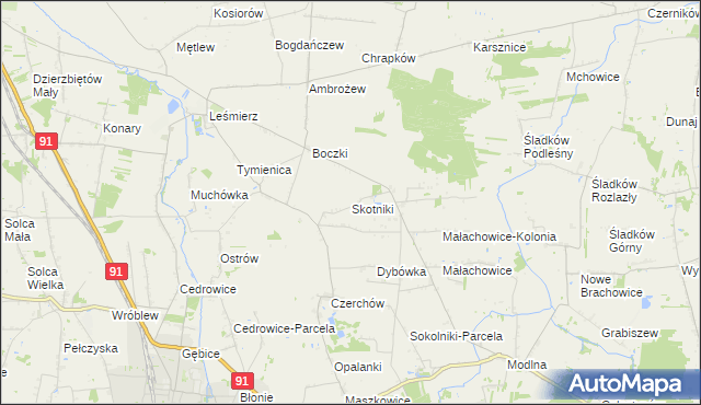 mapa Skotniki gmina Ozorków, Skotniki gmina Ozorków na mapie Targeo