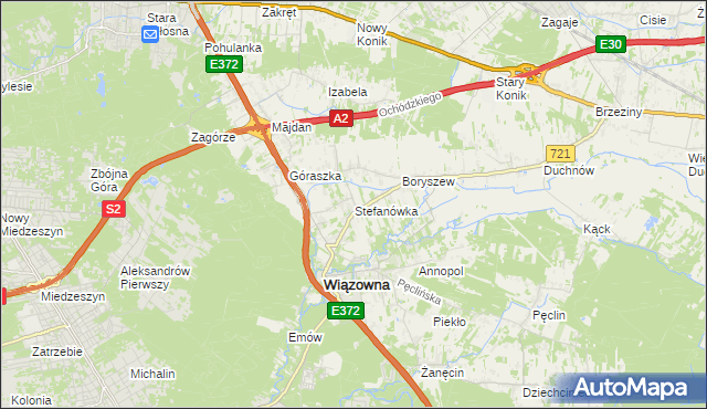 mapa Stefanówka gmina Wiązowna, Stefanówka gmina Wiązowna na mapie Targeo