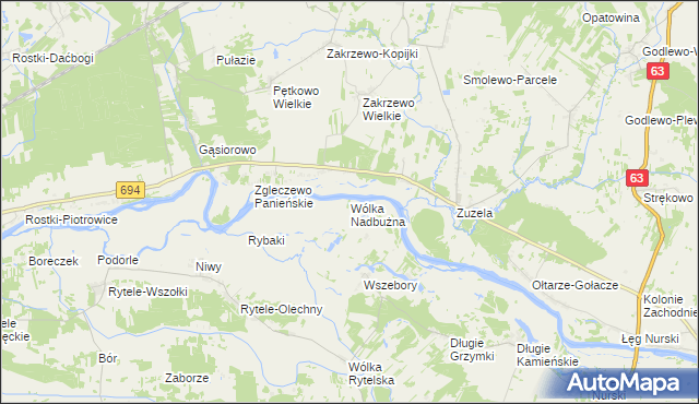 mapa Wólka Nadbużna gmina Ceranów, Wólka Nadbużna gmina Ceranów na mapie Targeo