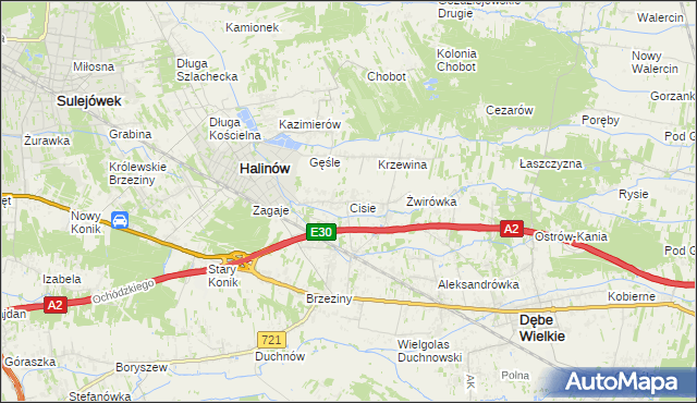 mapa Cisie gmina Halinów, Cisie gmina Halinów na mapie Targeo