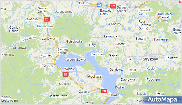mapa Zagórze gmina Mucharz, Zagórze gmina Mucharz na mapie Targeo