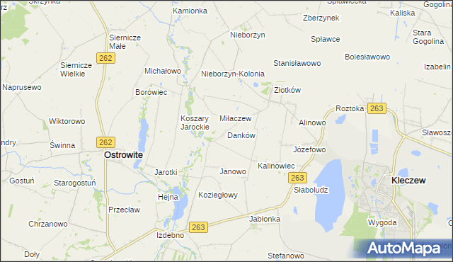 mapa Danków gmina Kleczew, Danków gmina Kleczew na mapie Targeo