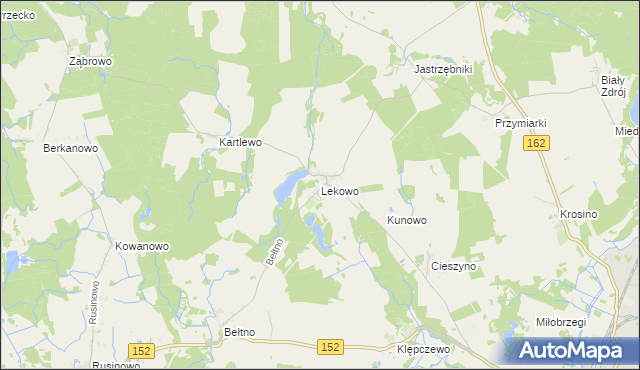 mapa Lekowo gmina Świdwin, Lekowo gmina Świdwin na mapie Targeo