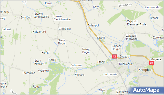 mapa Nowy Bugaj, Nowy Bugaj na mapie Targeo