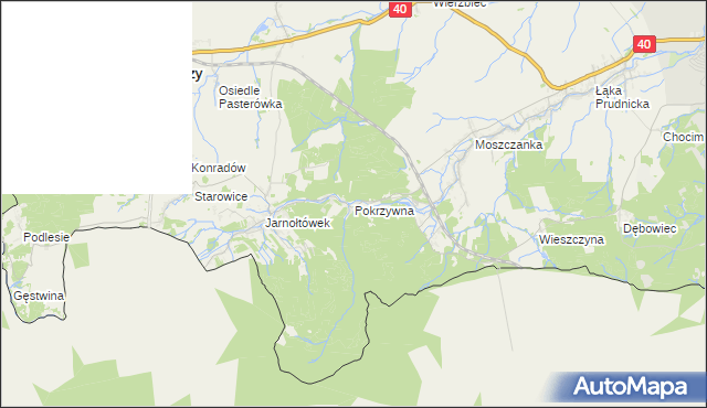 mapa Pokrzywna gmina Głuchołazy, Pokrzywna gmina Głuchołazy na mapie Targeo