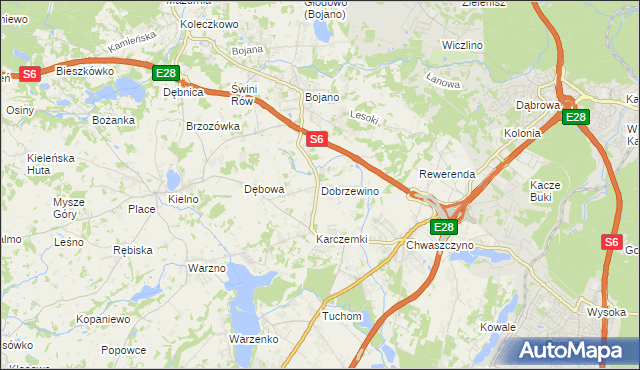 mapa Dobrzewino, Dobrzewino na mapie Targeo
