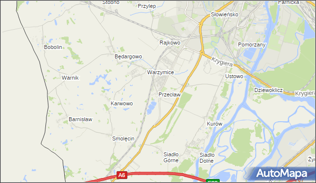 mapa Przecław gmina Kołbaskowo, Przecław gmina Kołbaskowo na mapie Targeo