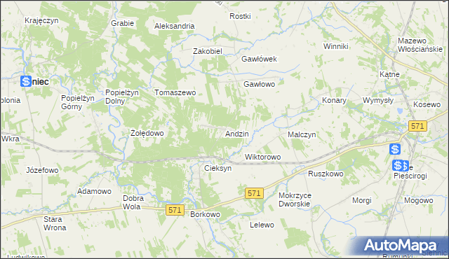 mapa Andzin, Andzin na mapie Targeo