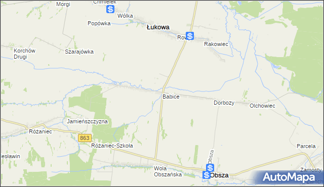 mapa Babice gmina Obsza, Babice gmina Obsza na mapie Targeo
