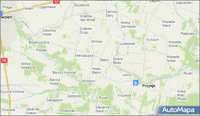 mapa Babin gmina Przyłęk, Babin gmina Przyłęk na mapie Targeo