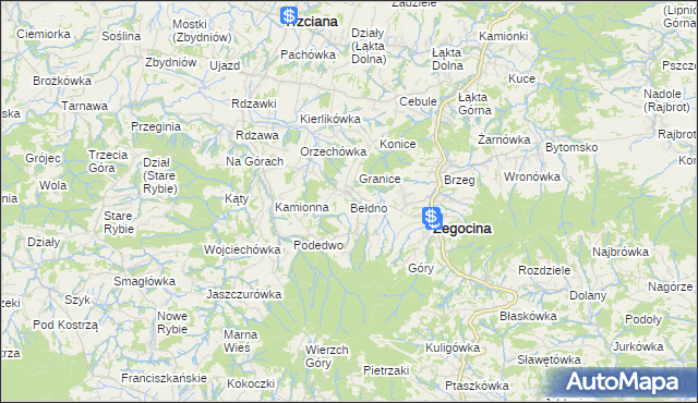 mapa Bełdno, Bełdno na mapie Targeo