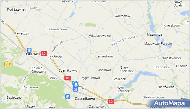 mapa Bernardowo, Bernardowo na mapie Targeo