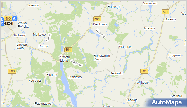mapa Bezławecki Dwór, Bezławecki Dwór na mapie Targeo