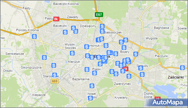mapa Białegostoku, Białystok na mapie Targeo