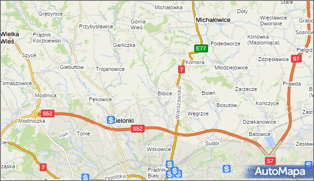 mapa Bibice, Bibice na mapie Targeo