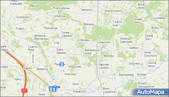 mapa Bierwiecka Wola, Bierwiecka Wola na mapie Targeo