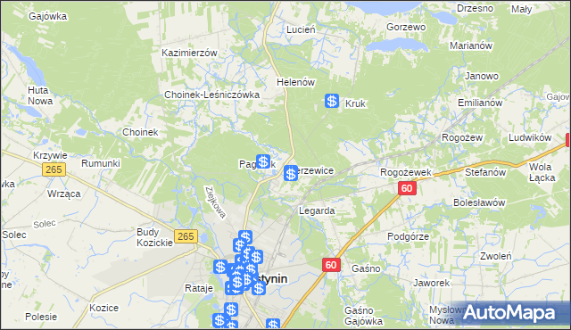 mapa Bierzewice, Bierzewice na mapie Targeo