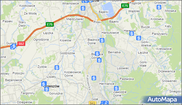 mapa Bładnice Górne, Bładnice Górne na mapie Targeo