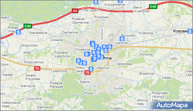 mapa Bochni, Bochnia na mapie Targeo