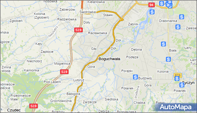 mapa Boguchwała powiat rzeszowski, Boguchwała powiat rzeszowski na mapie Targeo