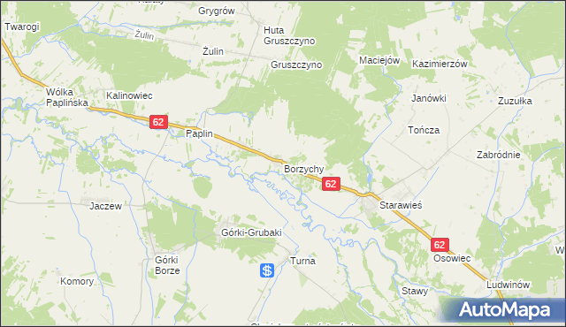 mapa Borzychy, Borzychy na mapie Targeo