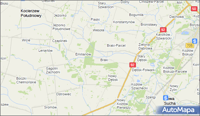 mapa Braki, Braki na mapie Targeo