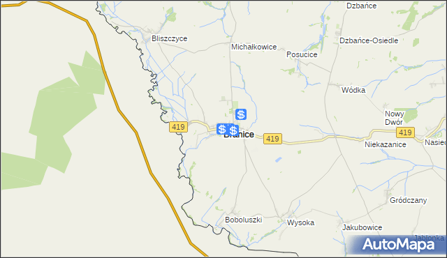 mapa Branice powiat głubczycki, Branice powiat głubczycki na mapie Targeo