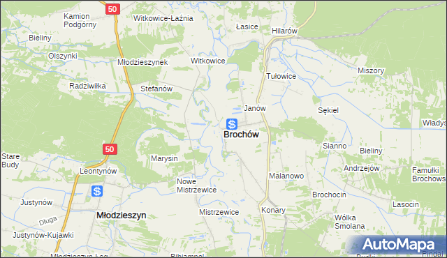 mapa Brochów powiat sochaczewski, Brochów powiat sochaczewski na mapie Targeo