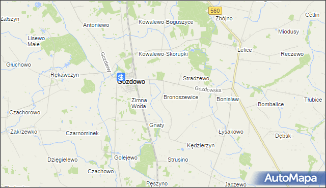 mapa Bronoszewice, Bronoszewice na mapie Targeo