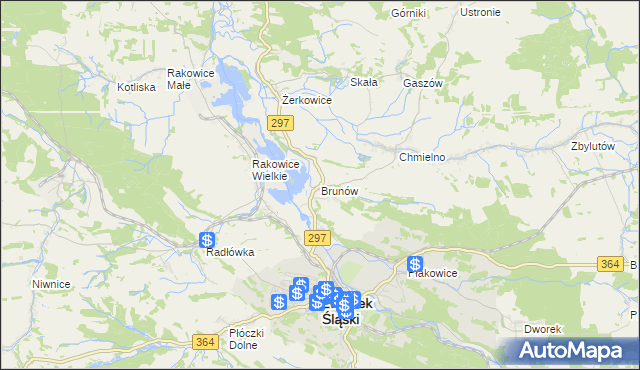 mapa Brunów gmina Lwówek Śląski, Brunów gmina Lwówek Śląski na mapie Targeo